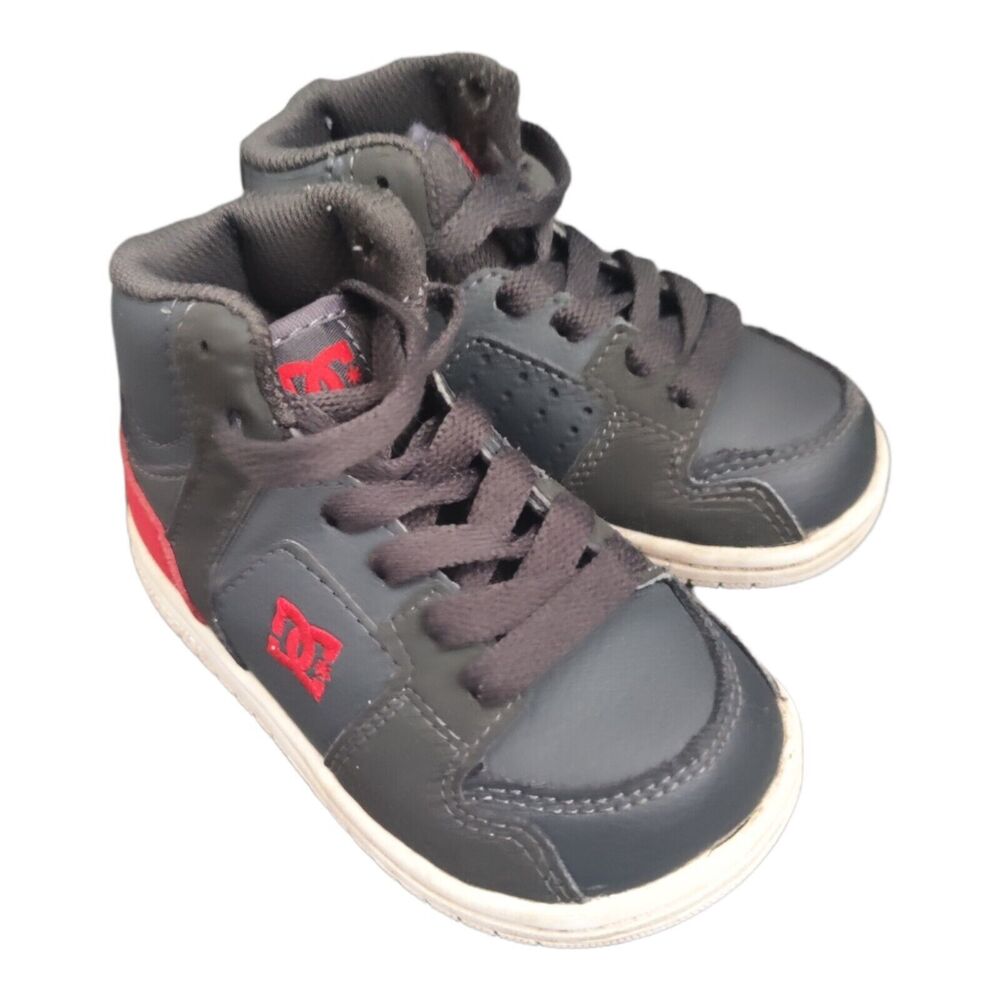 DC Toddler High Top Leather Skate Shoes high top Sneakers Navy/Red Size: 6